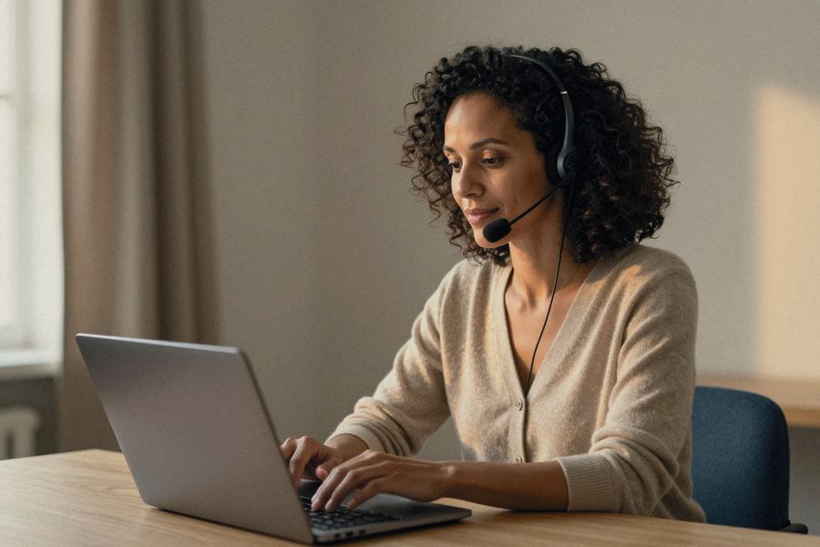 A representative takes a patient inquiry call
